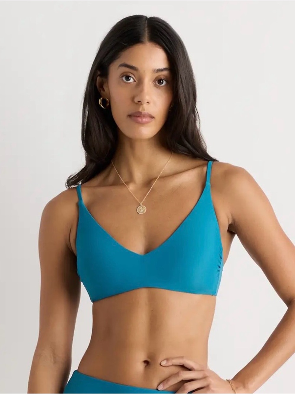 Women's Italian Teal V-Neck Bikini Top
244